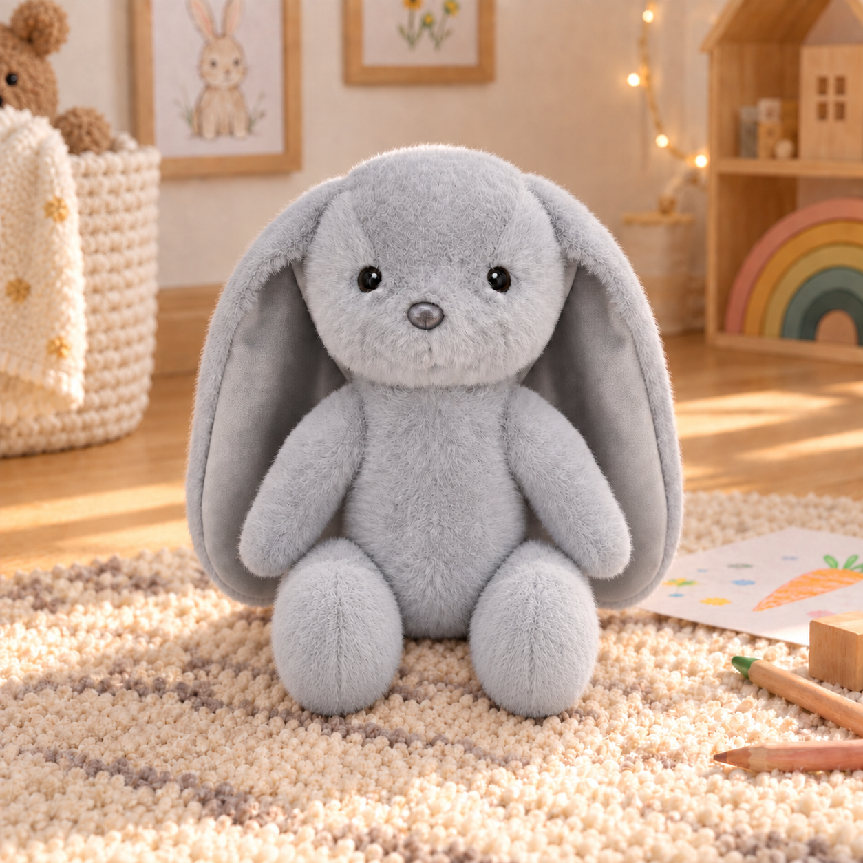 Мягкие игрушки Зайка в коробке Серый, 20 см