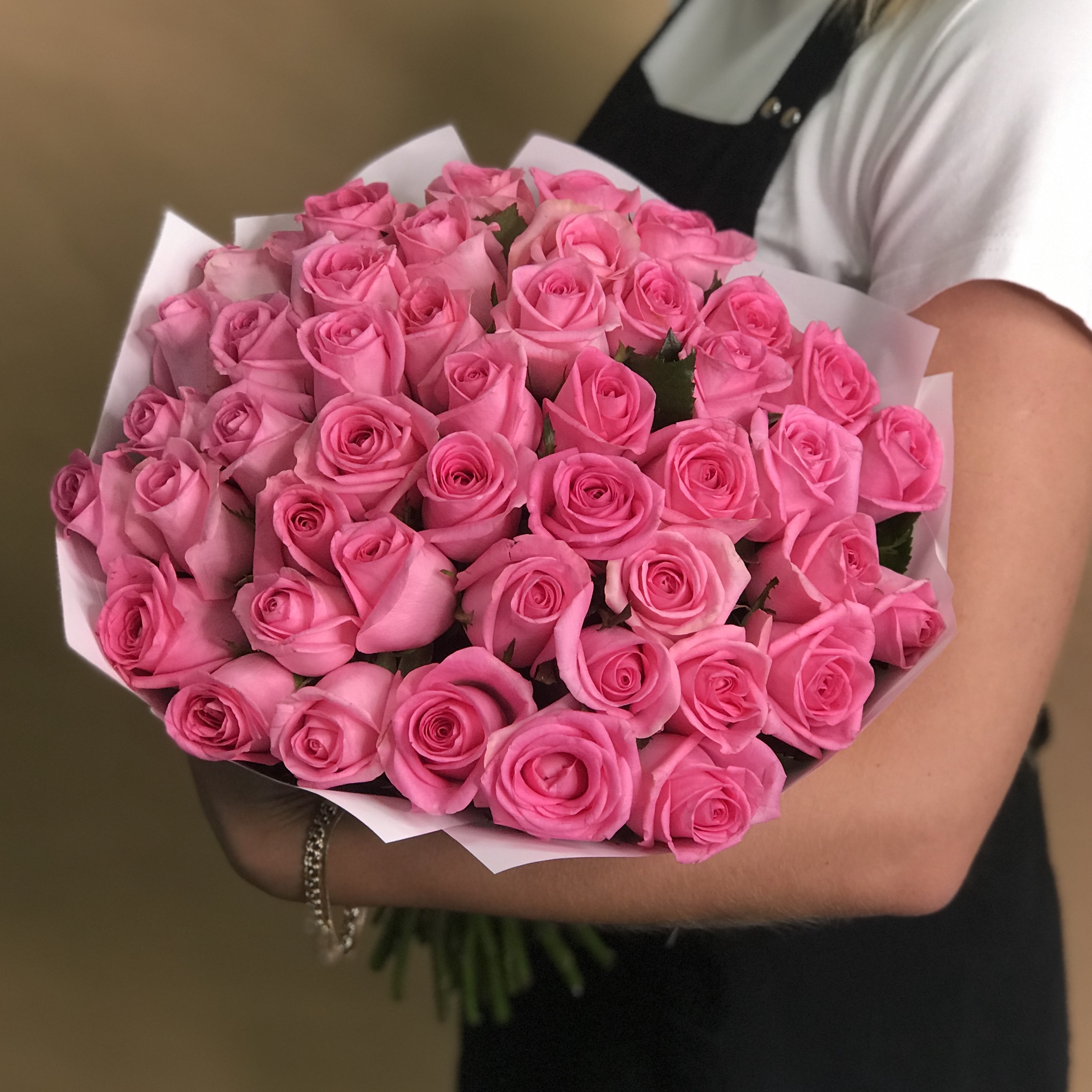 Розы Букет из 45 розовых роз (40 см)