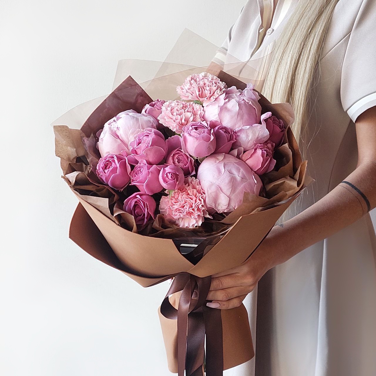 Пионы Букет Розовая тайна