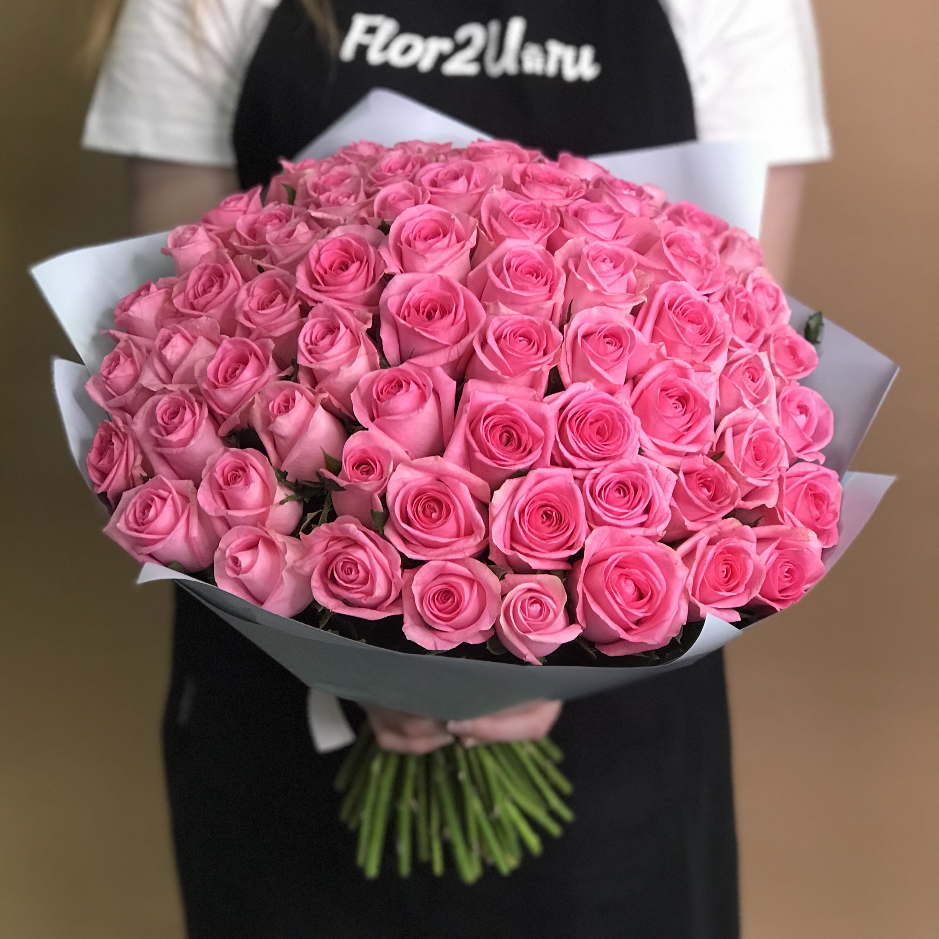 Букет из 71 розовой розы (50 см) букет из 71 розовой розы 50 см