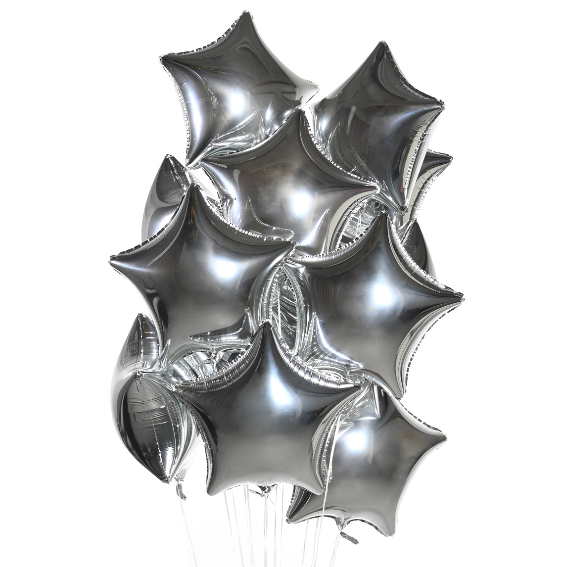 Воздушные шары Звезды (серебро) 15 шт. цена и фото