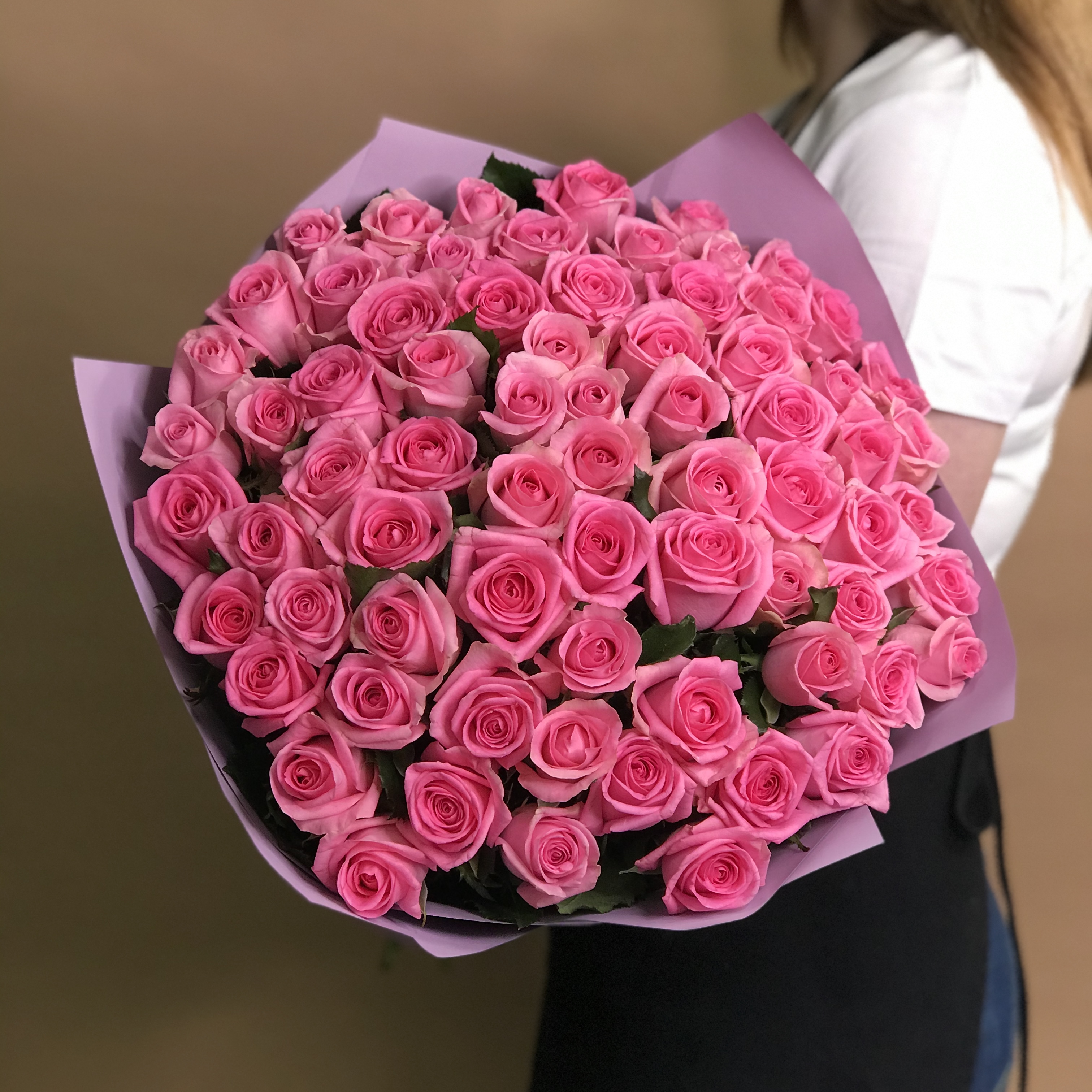 Розы Букет из 71 розовой розы (60 см)