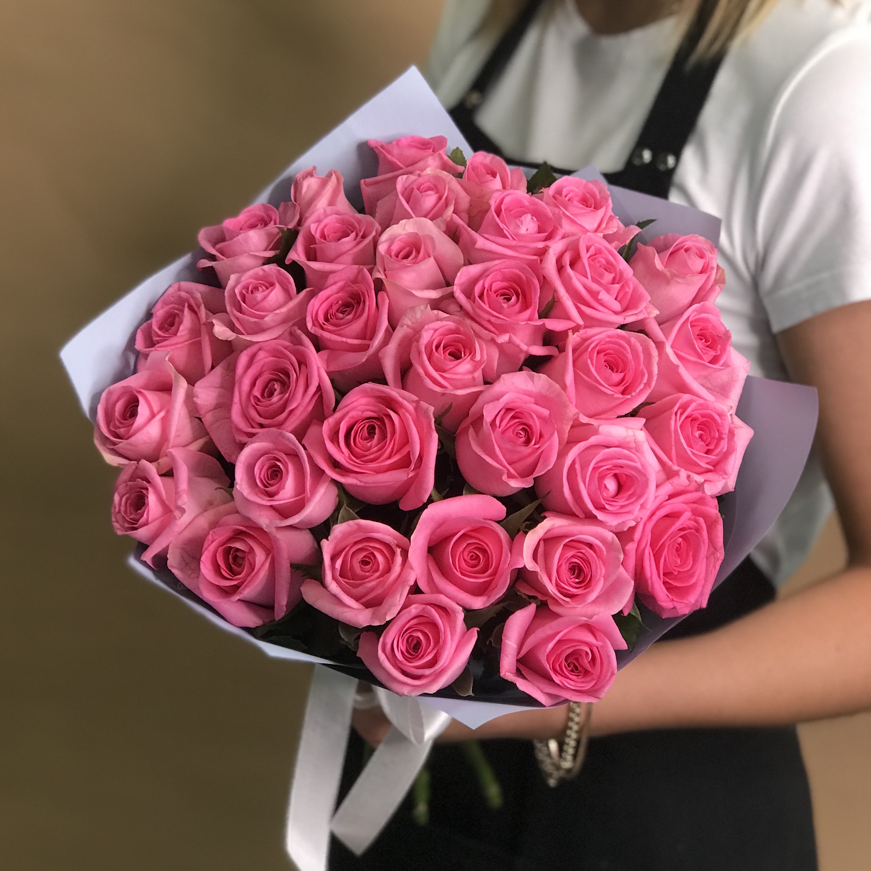 Розы Букет из 33 розовых роз (40 см)