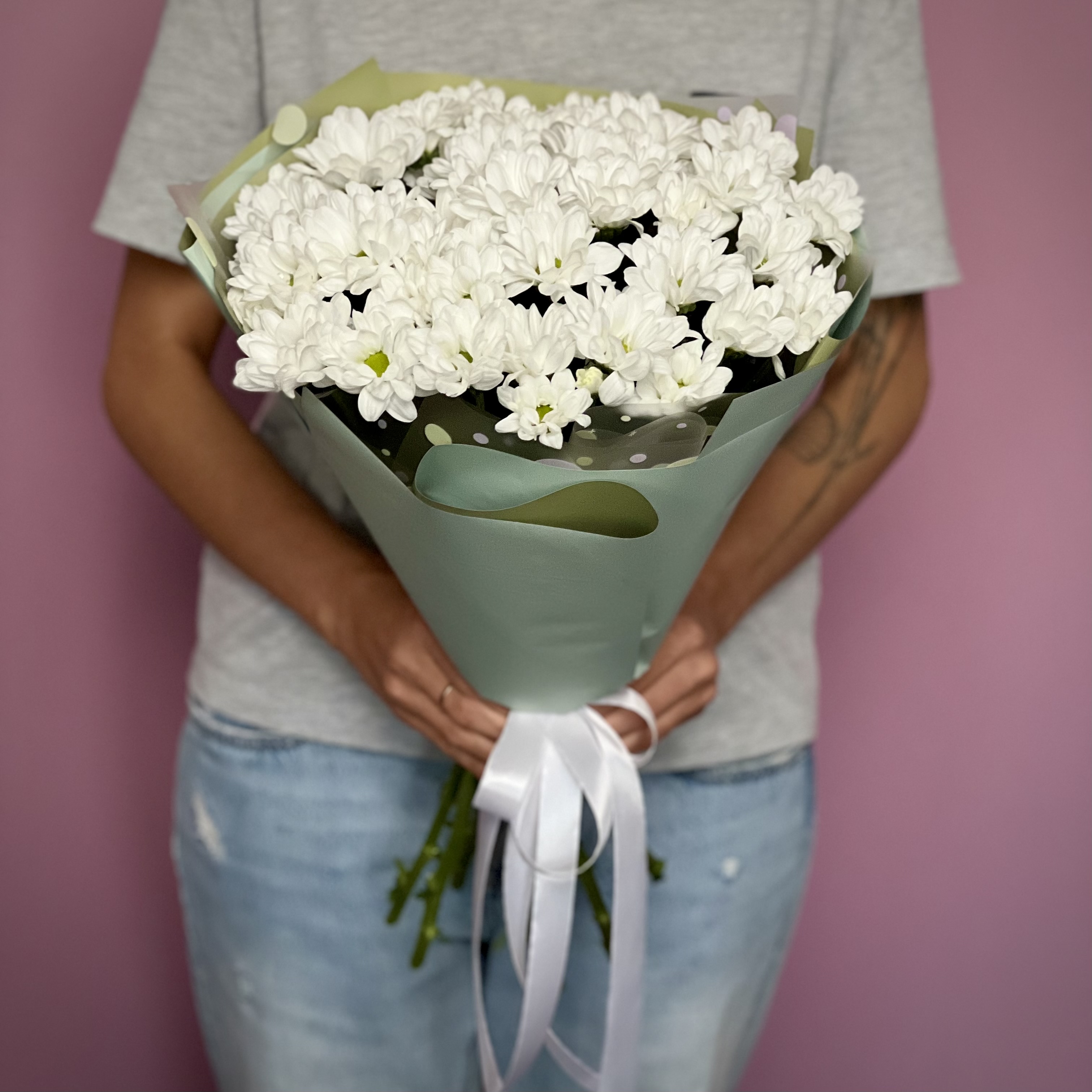 Хризантемы Букет из 9 кустовых хризантем