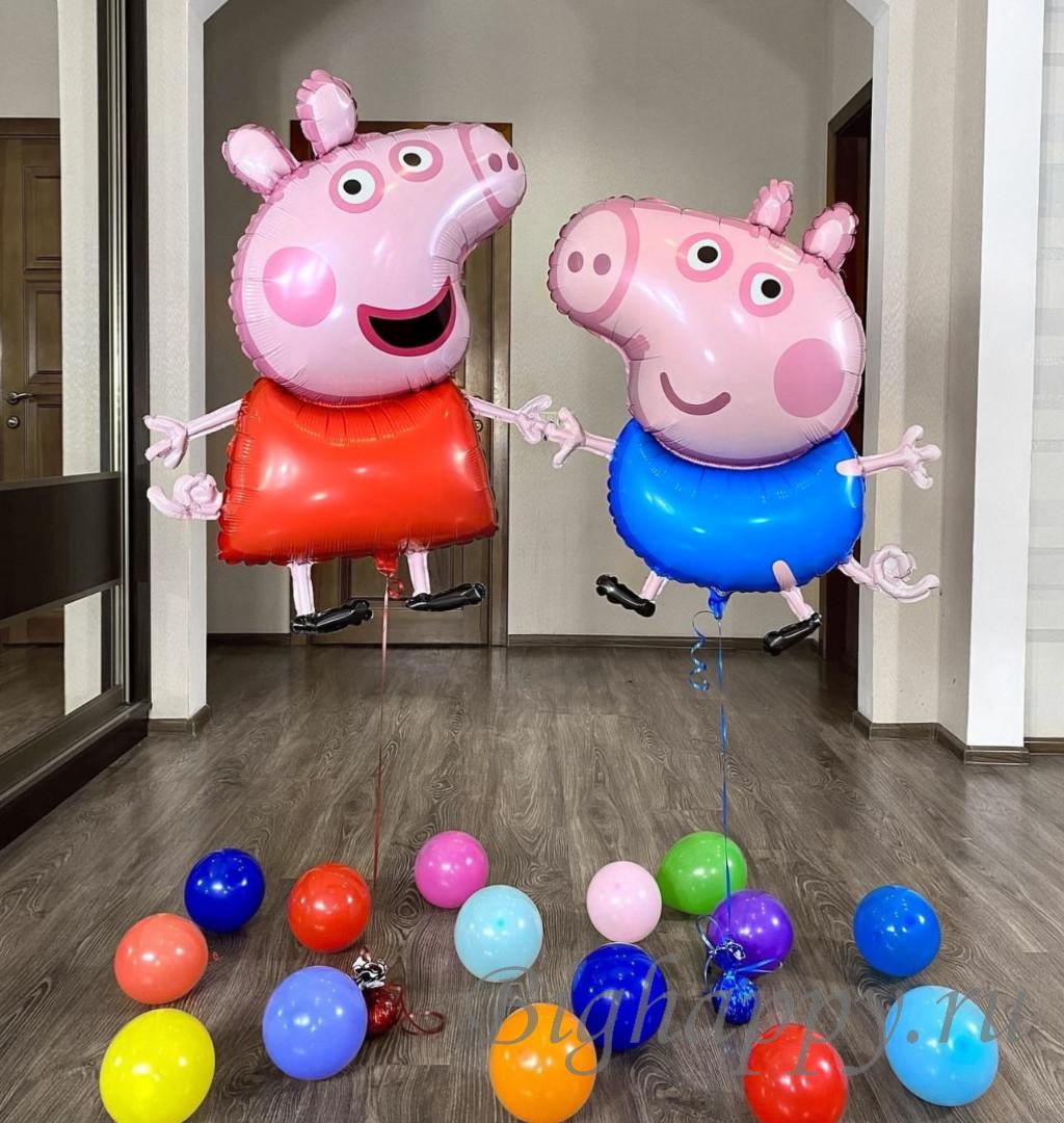 Для crm Фольгированные шары с гелием «Свинка Пеппа и Джордж»