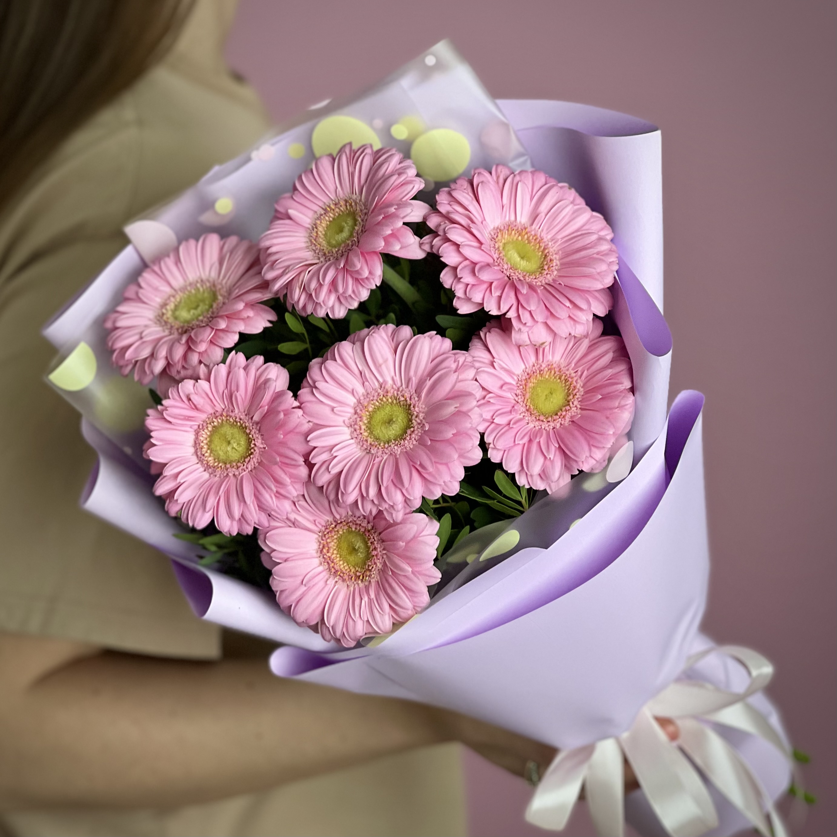 Герберы Букет из 7 розовых гербер мини