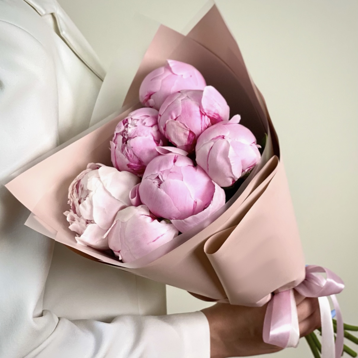 букет розовых пионов 11 шикарных цветов для незабываемого подарка мыло ручной работы foxy foap Букет из 7 розовых пионов
