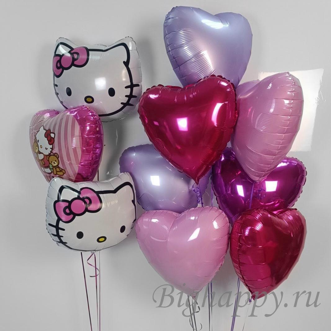 Для crm Воздушные шарики "Hello Kitty" и 7 сердечек